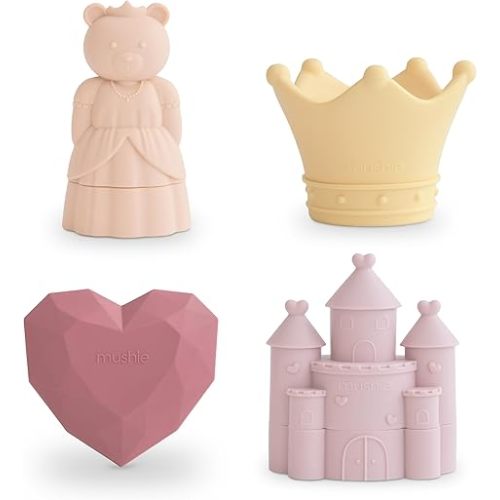 mushie Princess Bath Toys Play Set for Toddlers | 100% Food Grade Silicone | Mold Free, Pack of 4