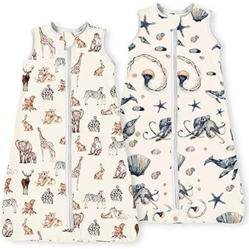 Baby Sleep Sack 6-12-15 Months Light Wearable Blanket for Babies with 2-Way Zippers, 0.5 TOG Premium Soft Breathable Sleeping Bag for Baby Boys Girls 2-Pack