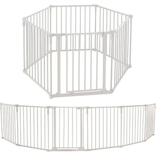 Toddleroo by North States - 3 In 1 Metal Superyard Baby Play Yard: 6 Panel Playpen, Safety Gate, or Extra Wide Baby Fence - Encloses Up to 10 Square Feet - 30 Inches Tall - Taupe