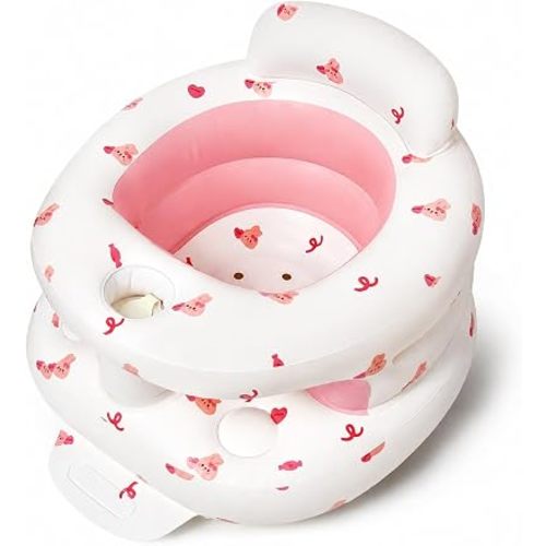 TDTOK Inflatable Baby Seat, Sit Me Floor Seat for Babies 3 Months Up, Inflatable Baby Chair with Fence & Built-in Air Pump for Home, Travel