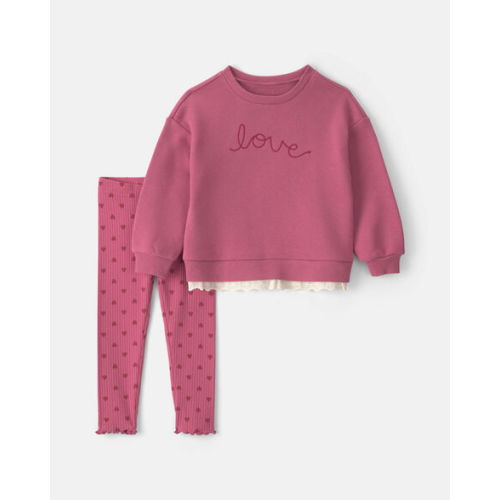 Baby Girl 2-Piece 'Love' Fleece Long-Sleeve Top & Pant Set - Pink | Carter's