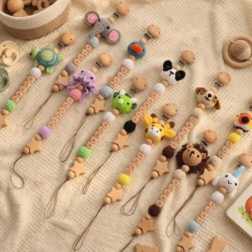 Secure Animal Dummy Clip with Custom Name | Personalized Pacifier Holder