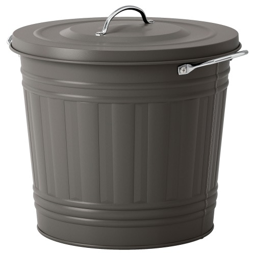 KNODD Bin with lid - gray 4 gallon