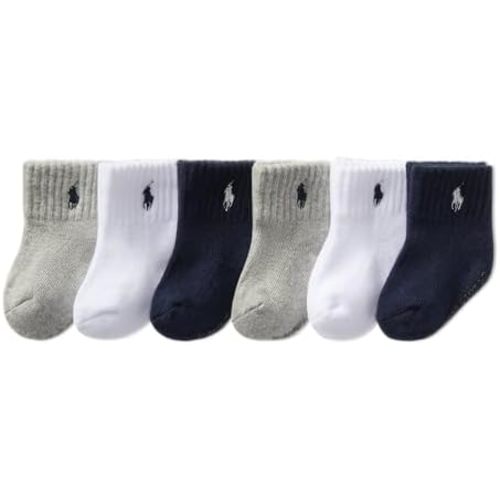 Polo Ralph Lauren Baby’s Classic Sport Ankle Socks, 6 Pair Pack, Soft Stretchy Yarn & Stay Up Top