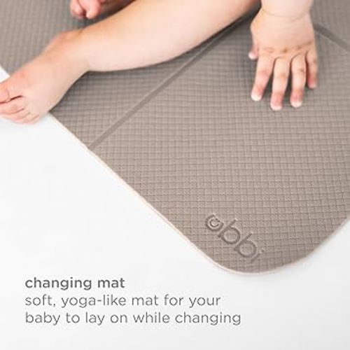 Ubbi On-The-Go Diaper Changing Baby Mat with Carrying Bag, Soft and Comfortable, Must Have for Newborns, Easy to Clean, Portable Folding Pad, Infant Traveling Accessory, Taupe