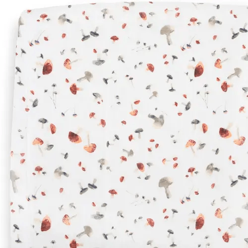 Little Unicorn Premium Crib Sheet | Breathable & Super-Soft Muslin Fabric (Mushrooms)