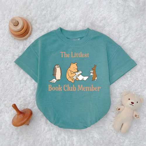 Littlest Book Club Member Baby Romper, Reading Animal Outfit