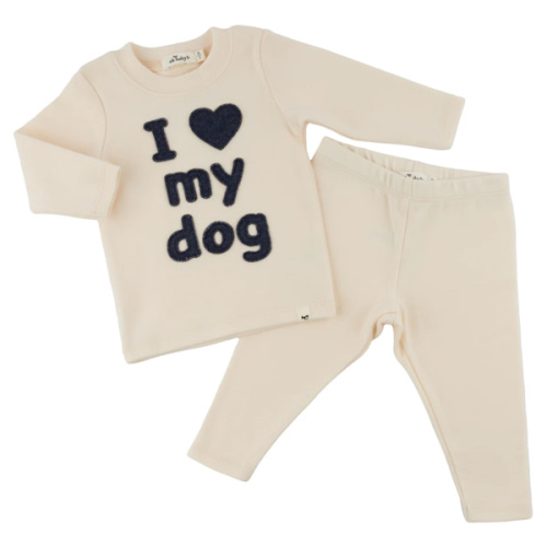oh baby! Two Piece Set - "I Heart My Dog" - Shortbread
