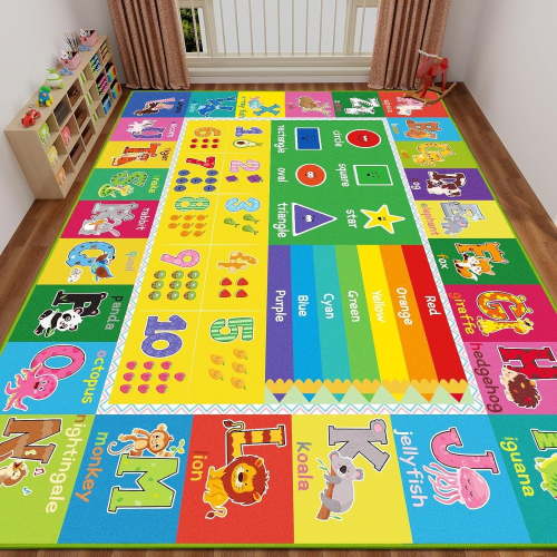 AKASISRUG Baby Play Mat Kids Rug for Playroom, Playtime Collection ABC, Numbers, Animals, Rainbow and Shapes Educational Area Rugs for Kids Room Classroom, 47.25x 31.5 inch