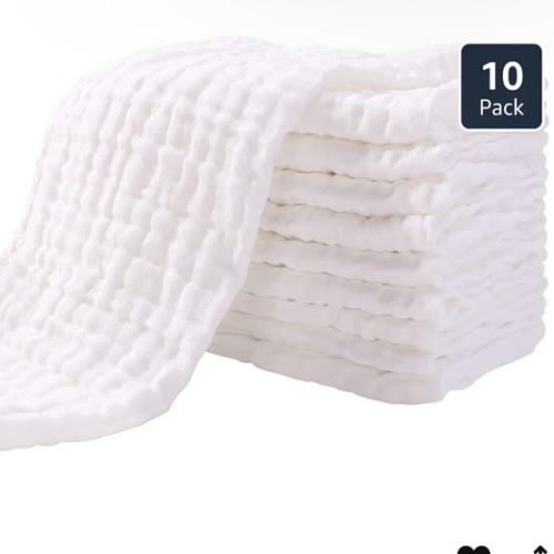 Comfy Cubs Muslin Burp Cloths 20" x 10", Pack of 10 - Large, 6-Layer, Ultra Absorbent 100% Cotton for Baby Drool and Messes - Soft, Safe & Gentle Baby Burp Cloths for Boys & Girls - Multi