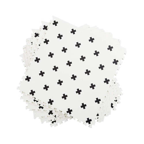 Black & White Baby Play Mat | Buy the Brooklyn Cross White Foam Floor Tiles for Baby Play Time - Yay! Mats - Yay Mats Store