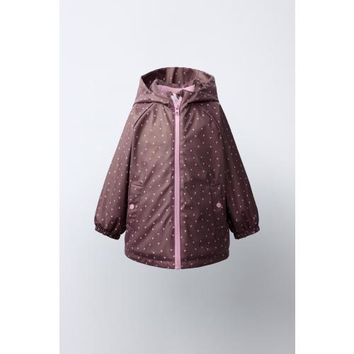 WATER REPELLENT HEART PRINT RUBBERIZED RAINCOAT - Burgundy | ZARA United States