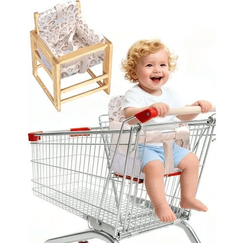 Grocery Cart Cover for Babies Soft Foam Padding Baby Cart Covers Machine Washable Foldable Portable for Shopping Car Seat Swing for Infant Boy Girls (Oatmeal)