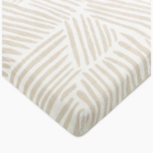 babyletto All-Stages Midi Crib Sheet - Oat Stripe
