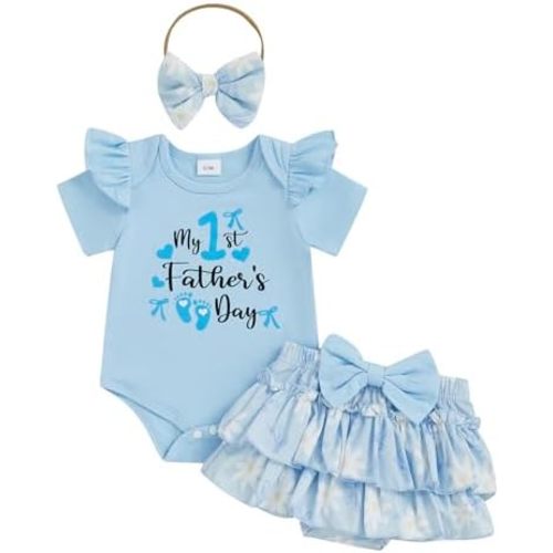 Kuriozud My First Thanksgiving Outfit Baby Girl Turkey Romper Bodysuit+Ruffle Tutu Shorts Bloomer 1st Thanksgiving Clothes