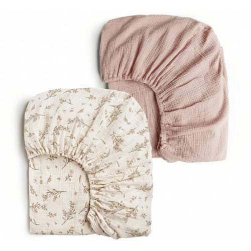 2-Pack Crib & Playard Muslin Sheets, Deep Pocket, 360° Elastic Fit - Babies Mall