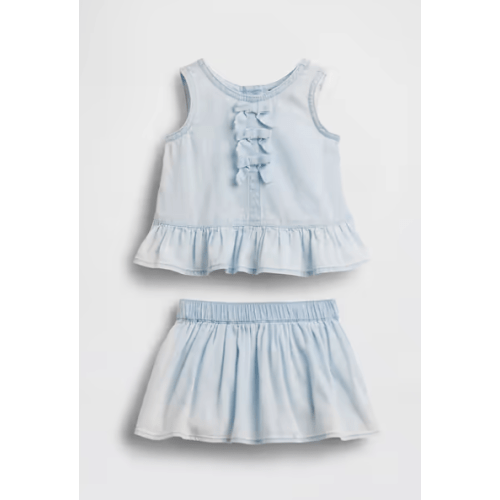 [6-12 Months] Baby Denim Bow Outfit Set