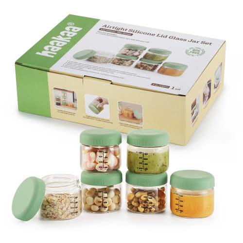 Haakaa Sealed Glass Storage Jar Set (6 x 4 oz Glass Jars)