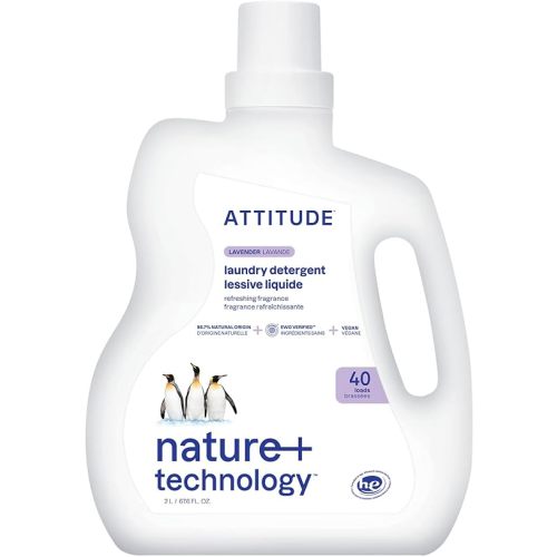 ATTITUDE Liquid Laundry Detergent, EWG Verified, HE Compatible, Plant-Based & Vegan, Natural Laundry Soap, Lavender Scent, 40 Loads, 67.6 Fl Oz