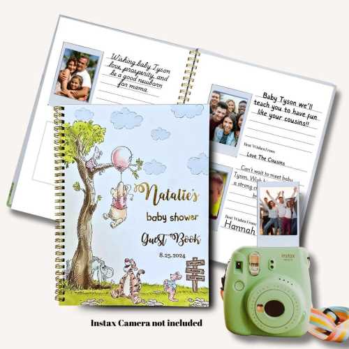 Winnie The Pooh Baby Shower Photo GuestBook Instax Mini Photo Album Book Instax Guest Book Alternative Scrap Book Personalized Keepsake