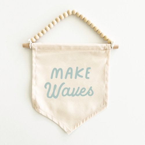 Make Waves Canvas Hang Sign: Beach House Decor, Coastal Decor, Beach Decor, Kid's Beach Room Decor, Beach Nursery Decor {Tidal Blue}