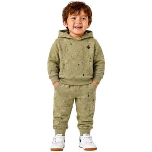 Volcom Infant Toddler Baby Boys Joggers Set - 2 Piece Fleece Pullover Hoodie and Jogger Pants Activewear Set (Sizes: 12M-7)