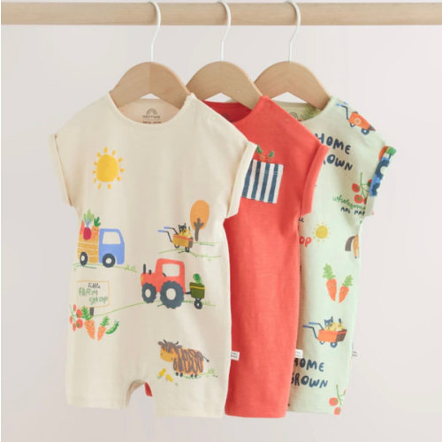 Buy Farmyard Jersey Baby Rompers 3 Pack from Next USA