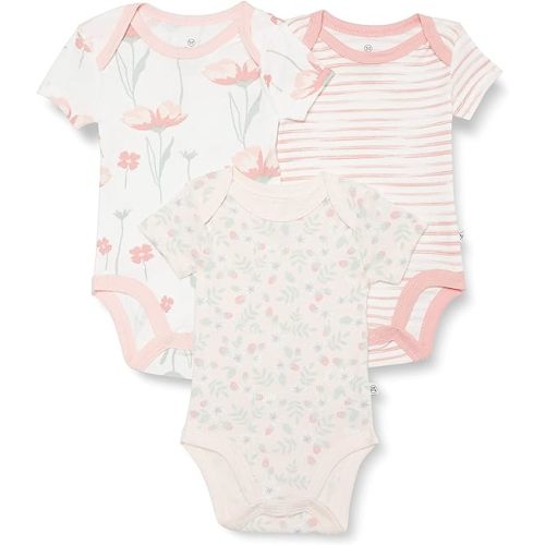 HonestBaby unisex-baby 3-pack Short Sleeve Bodysuits One-piece 100% Organic Cotton for Infant Baby Boys, Girls, Unisex