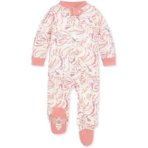 Burt's Bees Baby Girls Footed One-Piece Pajamas, Sleep and Play Loose Fit, 100% Organic Cotton, Sizes NB to 6-9 Months