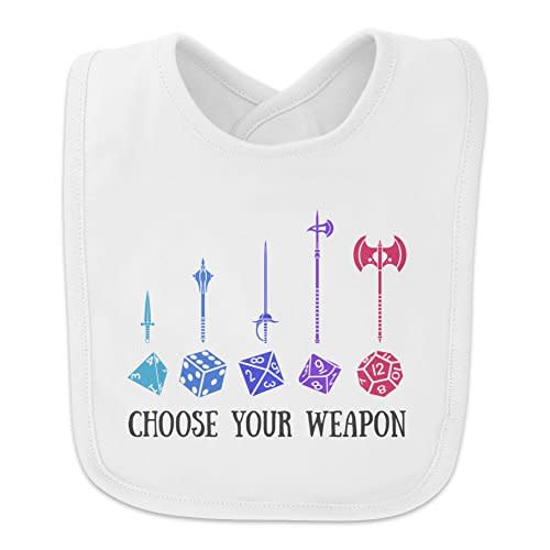 Choose Your Weapon Dungeon RPG Dice Baby Bib
