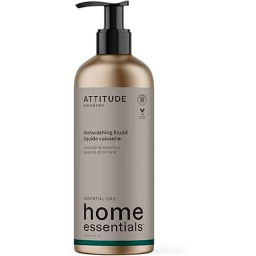 ATTITUDE Dish Soap, EWG Verified, Plant and Mineral-Based Ingredients, Vegan and Cruelty-free Household Products, Lavender and Rosemary, 16 Fl Oz