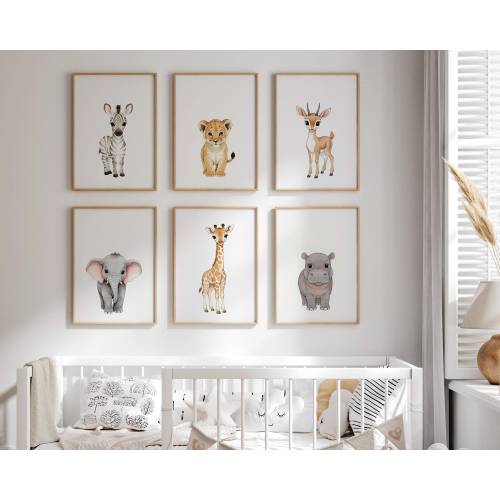 Baby Safari Animal Prints| Safari Prints| Safari Nursery Decor| Nursery Baby Room Decor| Kids Room Decor| Safari Nursery Set| Watercolor Art