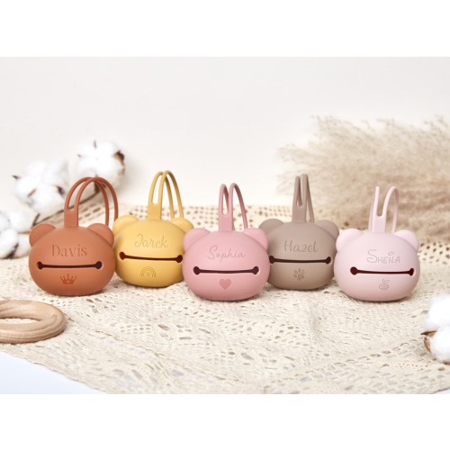 Personalized Baby Silicone Pacifier Case Holder,Dummy Holder Engraved with Baby's Name,Dummy Holder,Baby Shower Gift,Gift for Baby