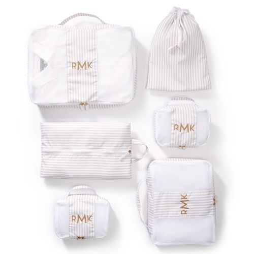 Flax White Stripe 6-Piece Packing Cube Set