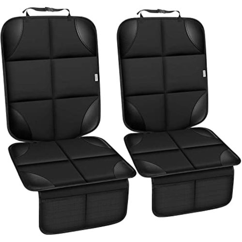 Meolsaek Car Seat Protector for Child Car Seat, 600D Fabric Carseat Seat Protectors with Non-Slip Backing, Waterproof Seat Covers for Car with Thick Pad Back Seat Cover for Kids (No Imprints) - Black-Ⅰ-2pcs