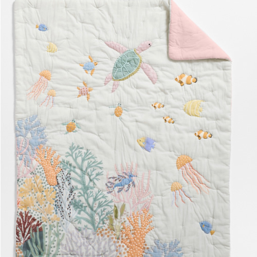 Coral Reef Dreams Organic Cotton Baby Crib Quilt