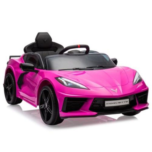 12V Kids Ride on Car Licensed Corvette Battery Powered Car Toddles Electric Sports Car Toy with Remote Control, Visual Dashboard, Music