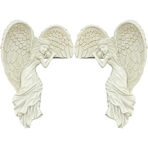 YHan Angel Door Frame Decor - 3D Wing Sculpture for Wall & Corner, Heavenly Angel Statue for Home, Christmas & Wedding Decor, Ornamental Wall Art with Double-Sided Tape