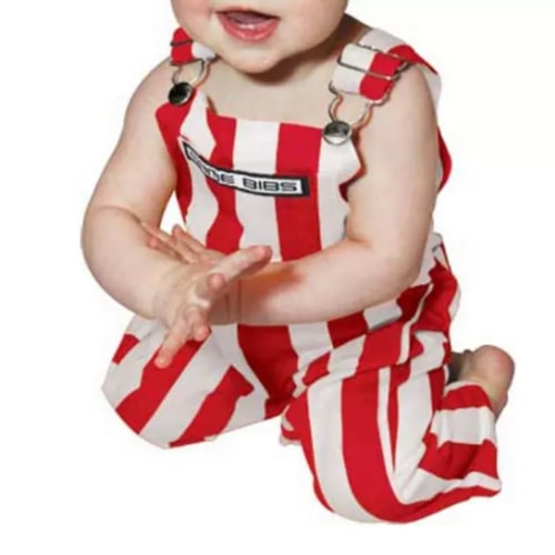 Game Bibs Baby Red & White Overall Bibs