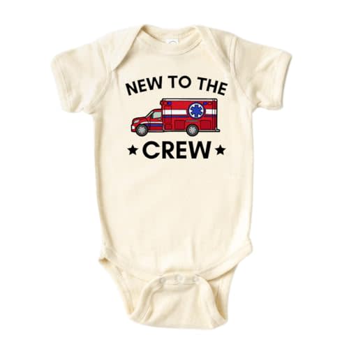 New To The Crew Ambulance Cute Baby Bodysuit, Kids & Toddler T-Shirt - Funny Outfit for Girls Boys Baby Shower Foodie Tee