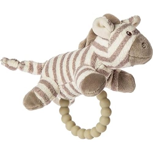 Mary Meyer Afrique Teether Baby Rattle, 5-Inches, Zebra