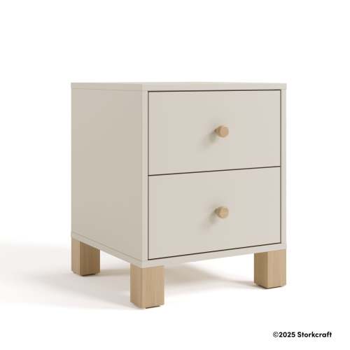 Storkcraft® California 2 Drawer Nightstand | Color: Frosted Oat with Driftwood