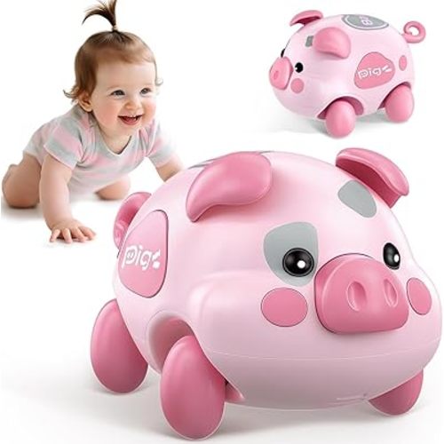 OCHIDO Baby Toy 6-12 Months, Musical Piggy Crawling Infant Toys with Light, 6 Month Old Toys for Tummy Time Development, Christmas Birthday Gifts for Boy Girl 7 8 9 10 11 Month 0-1 Year Old