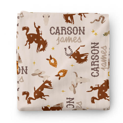 Giddy Up Personalized Baby Name Swaddle Blanket