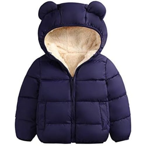 Toddler Baby Girls Boys Winter Coat Windproof Warm Fleece Hooded Thickened Down Jacket Winter Outerwear 0-3T