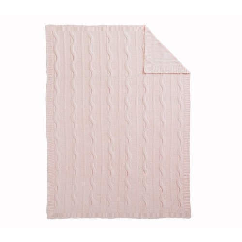 Fuzzy Luxe Cable Knit Baby Blanket - Blush