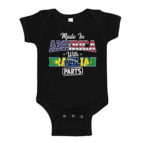 Brazilian American Baby Bodysuit One Piece or Toddler T-Shirt Made in America with Brazilian Parts Flag