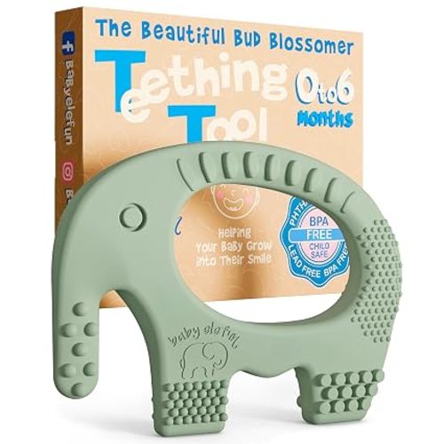Baby Teething Toys 5X Pain Relief Zero Delay 0-6 Months, Olive