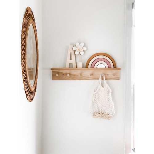 Wooden Rainbow Baby Gift – Neutral Nursery Decor, Basswood Toy Shelf