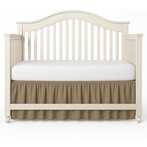 Mattress-Homes Crib Skirt Dust Ruffle, Dust Ruffle Adjustable Fit Standard Nursery, Mini, Toddler Breathable Skirt for Baby Boys or Girls,(Taupe Solid - 24" x 38"/10" Drop)
